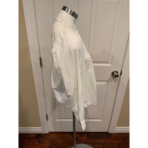 Pilcro & The Letterpress White Textured Shirt W/ Lace Accents, Size XS - Picture 3 of 7